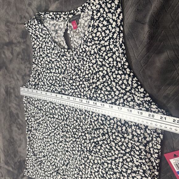 Vince Camuto Floral Crewneck Split Back Keyhole Tank Top Womens Size XL Jersey - Picture 9 of 15